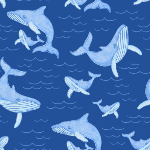 Vivie & Ash - Watercolor Whales Blue