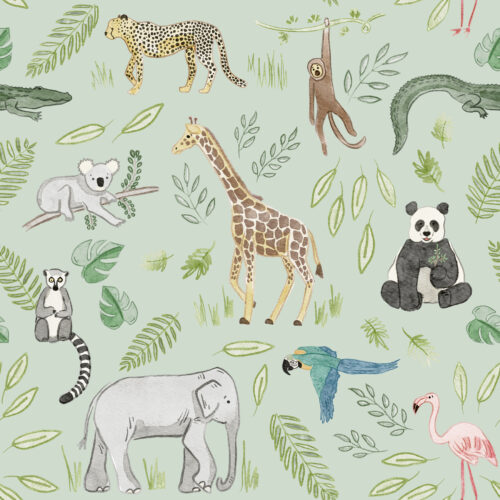 Zoo animal greenery mint