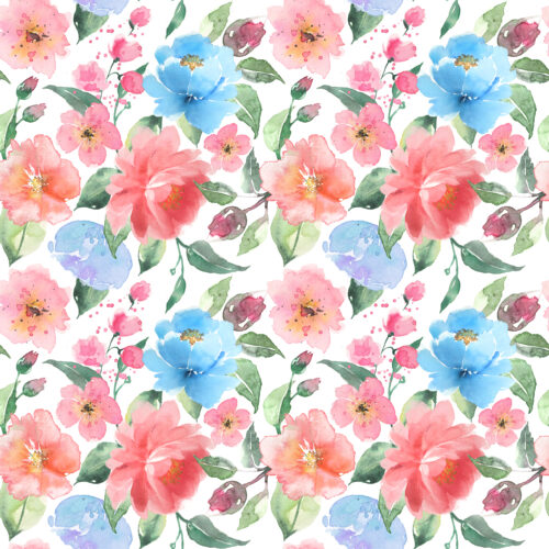 Blue pink floral
