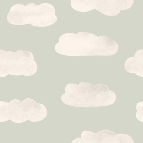 puffy clouds seafoam green