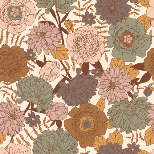 retro floral fall ivory