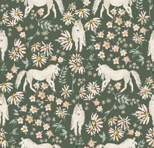 springtime unicorns deep green