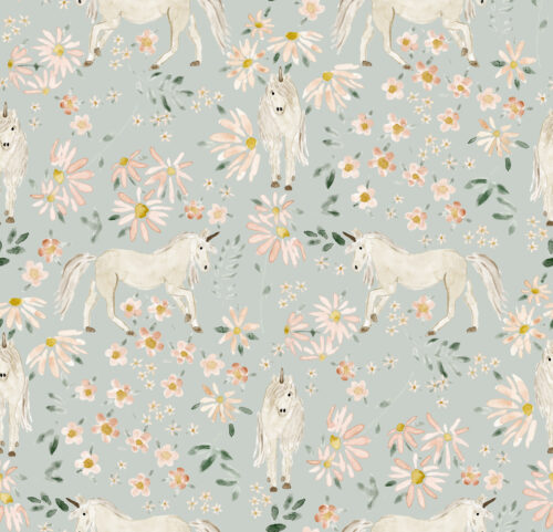 springtime unicorns dusty blue