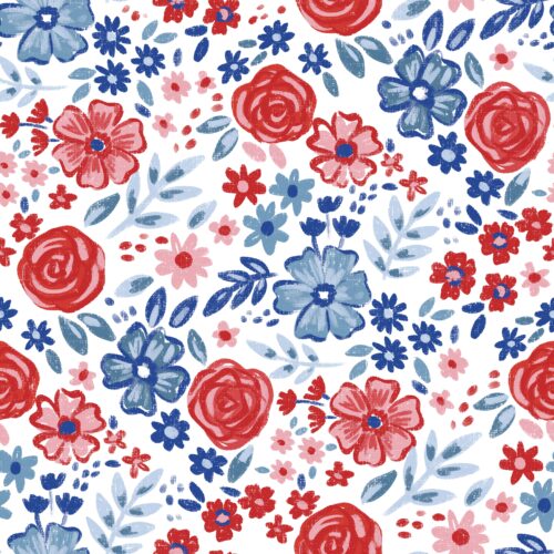 Watercolor Floral RWB