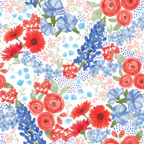 watercolor floral RWB