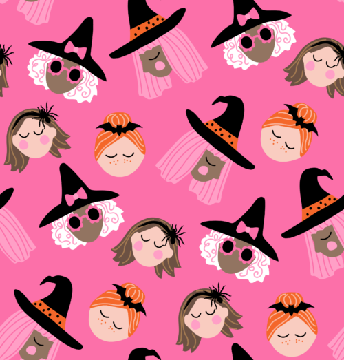 Hey Cute Design - Wiitches Pink 20 In Repeat