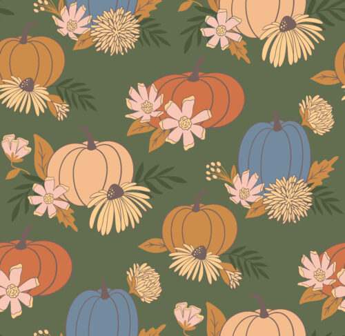 Autumn Joy Flower Pumpkins Green
