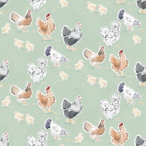 Chickens light sage green