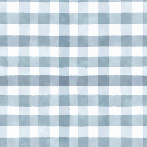 Watercolor gingham plaid dusty blue