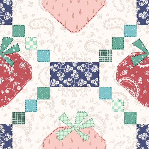 Bandana Strawberry Quilt Cream