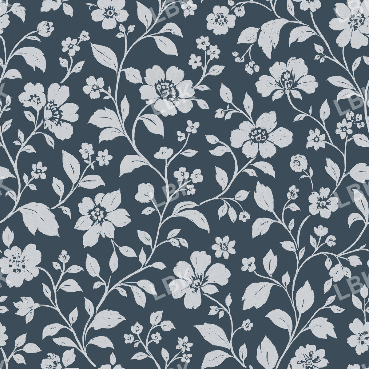 Floral Toile-Navy