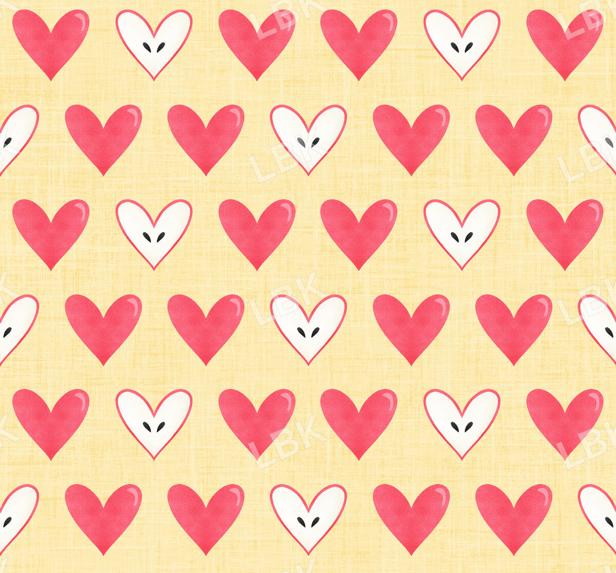 Book Worm Apple Hearts Yellow