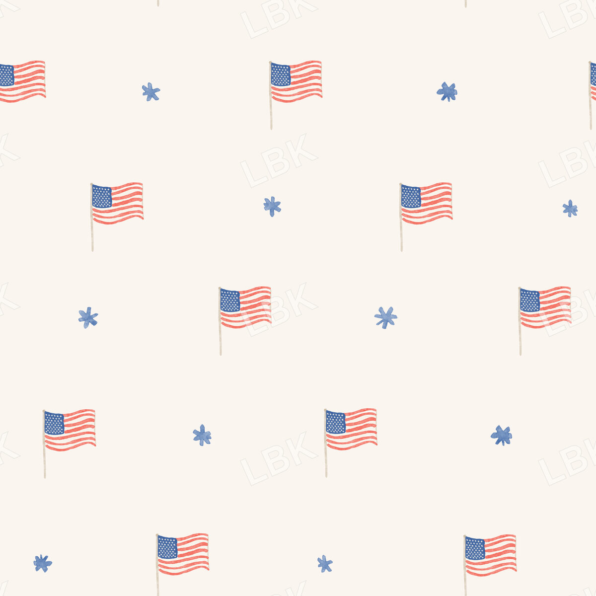 USA flags and stars - cream