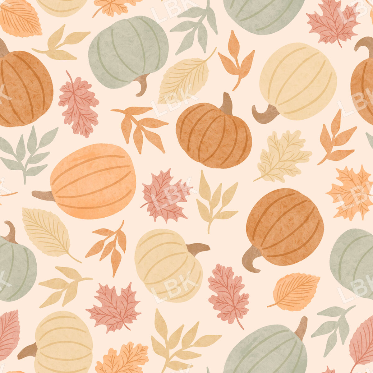 Fall Pumpkins and Leaves
