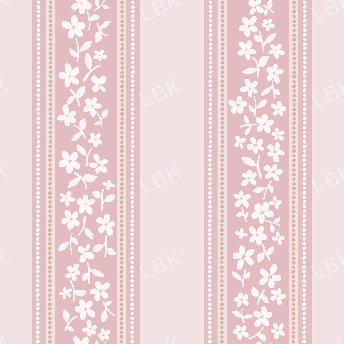 Floral Cottagecore Stripe Cream And Blush Pink