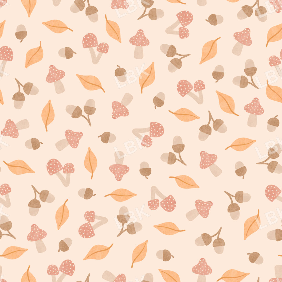 Acorn and Mushroom Ditsy