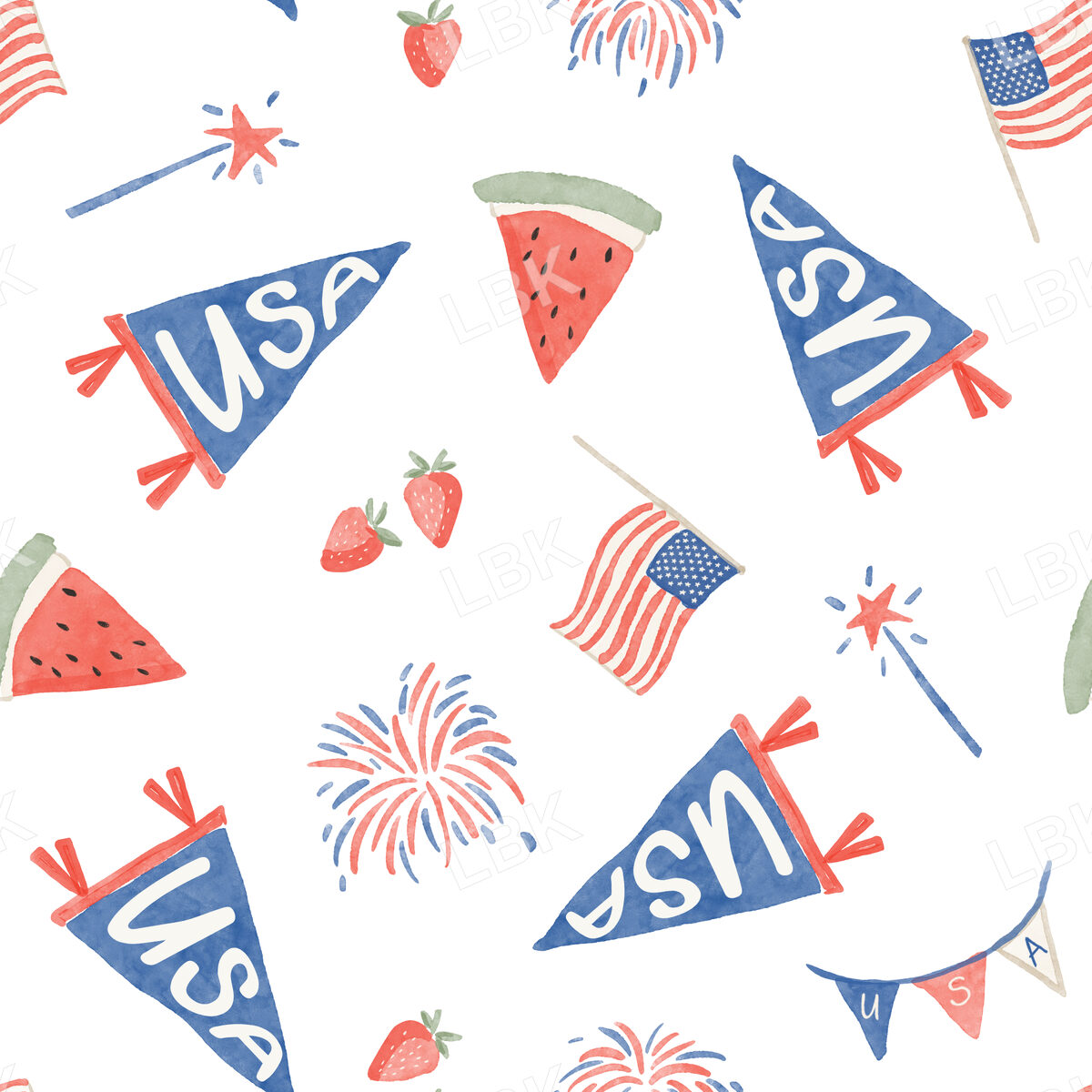 4th of july parade pennants-white
