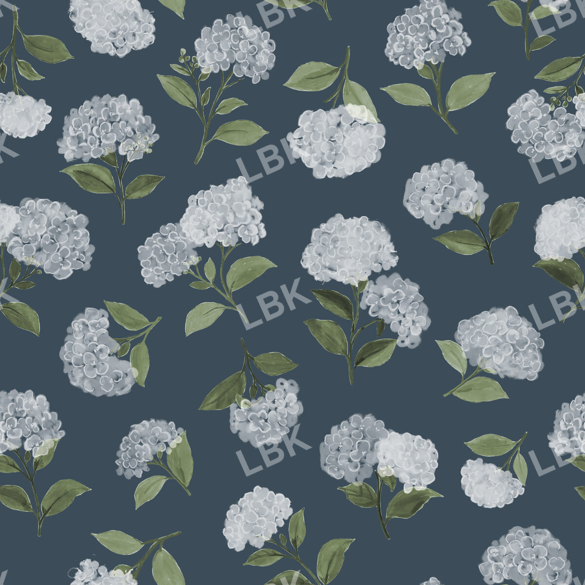 Hydrangea Floral Navy Blue