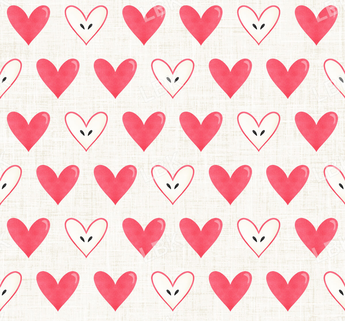 Book Worm Apple Hearts White