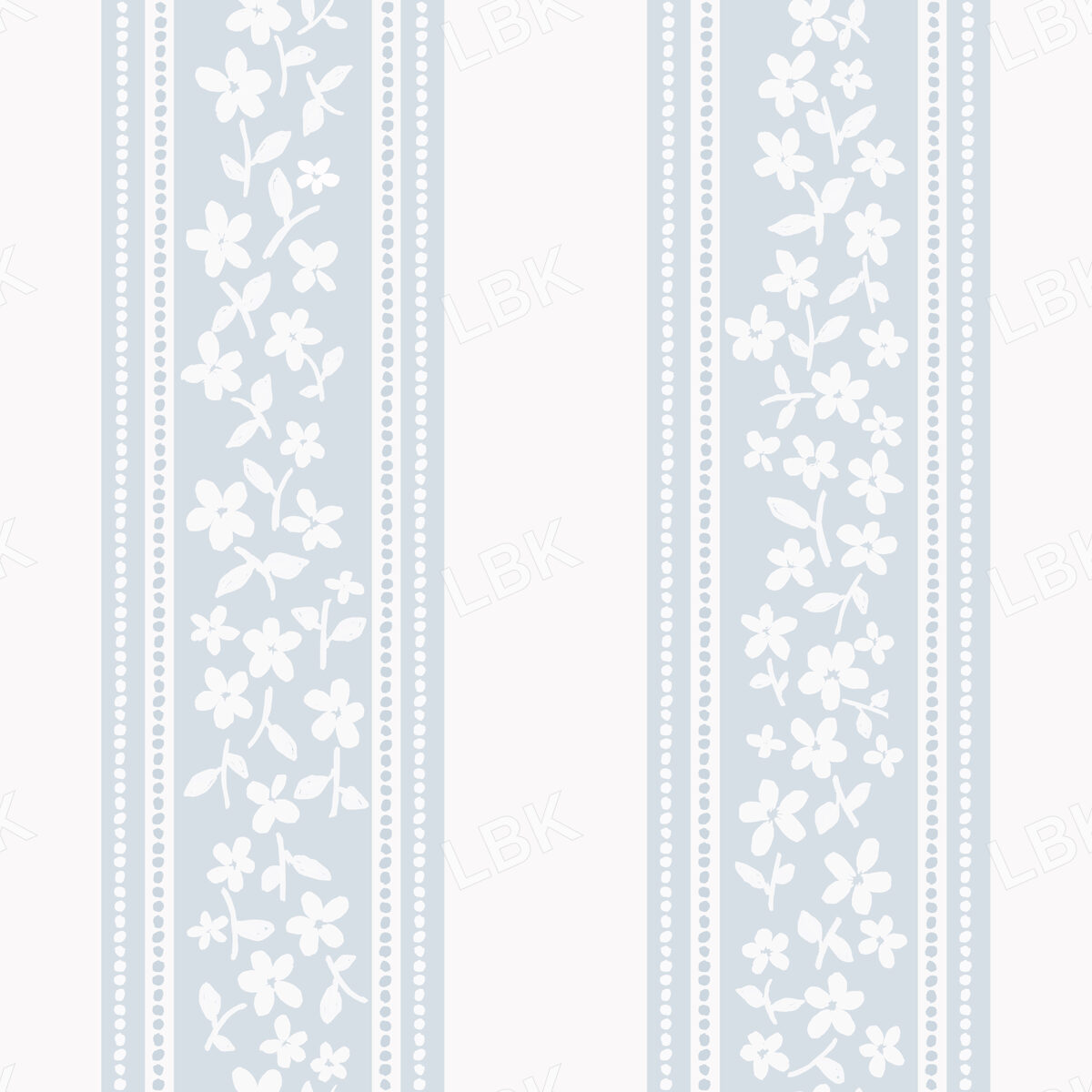 Floral Cottagecore Stripe Cream And Light Baby Blue