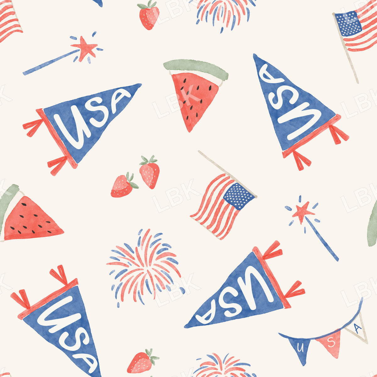 4th of july parade pennants-cream