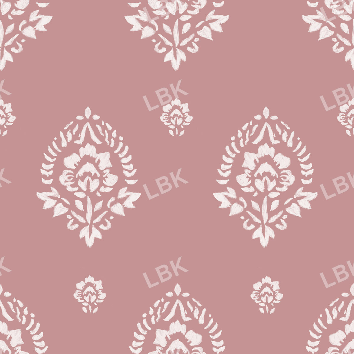 Muted Red Taupe Pink Block Print Front