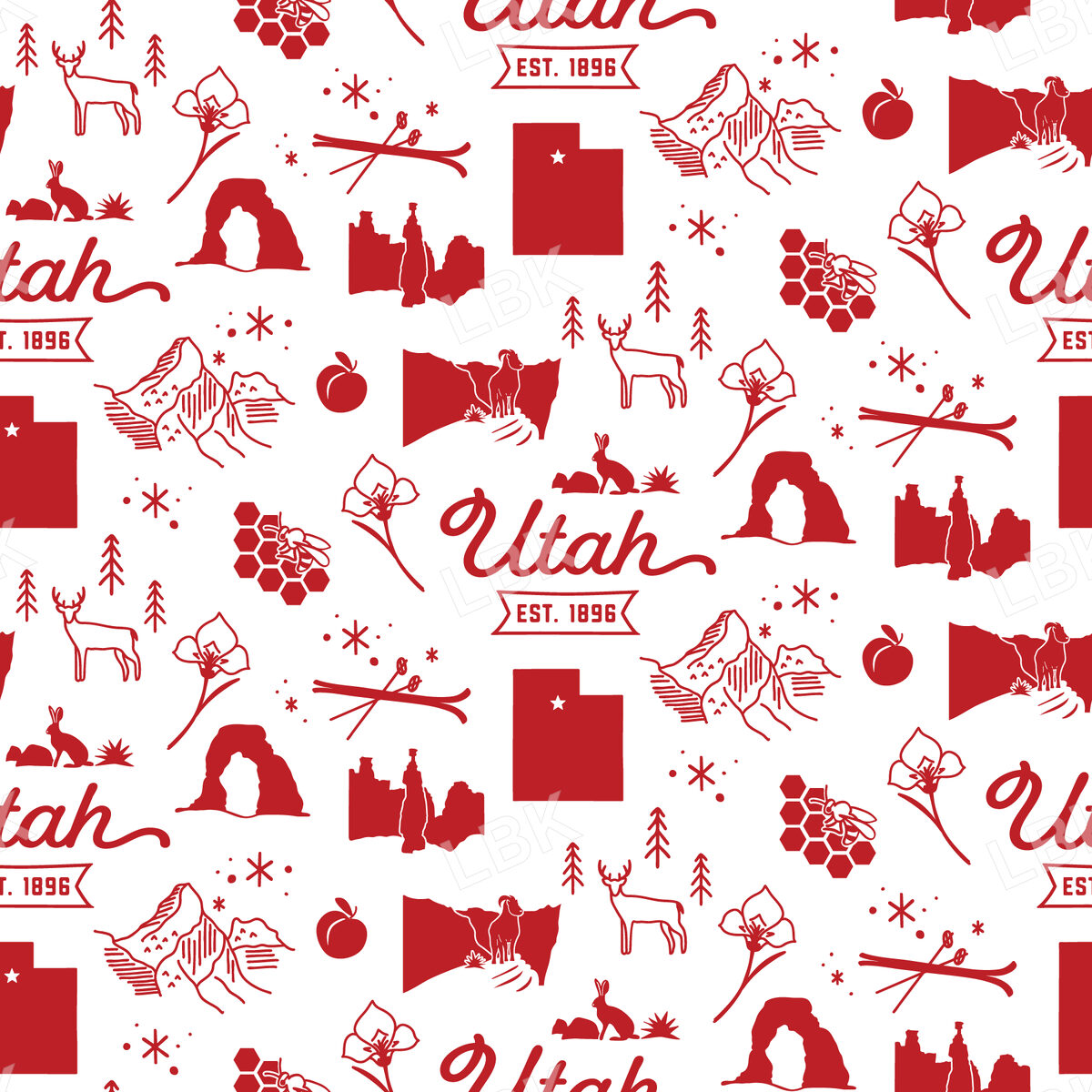 Utah-red on white