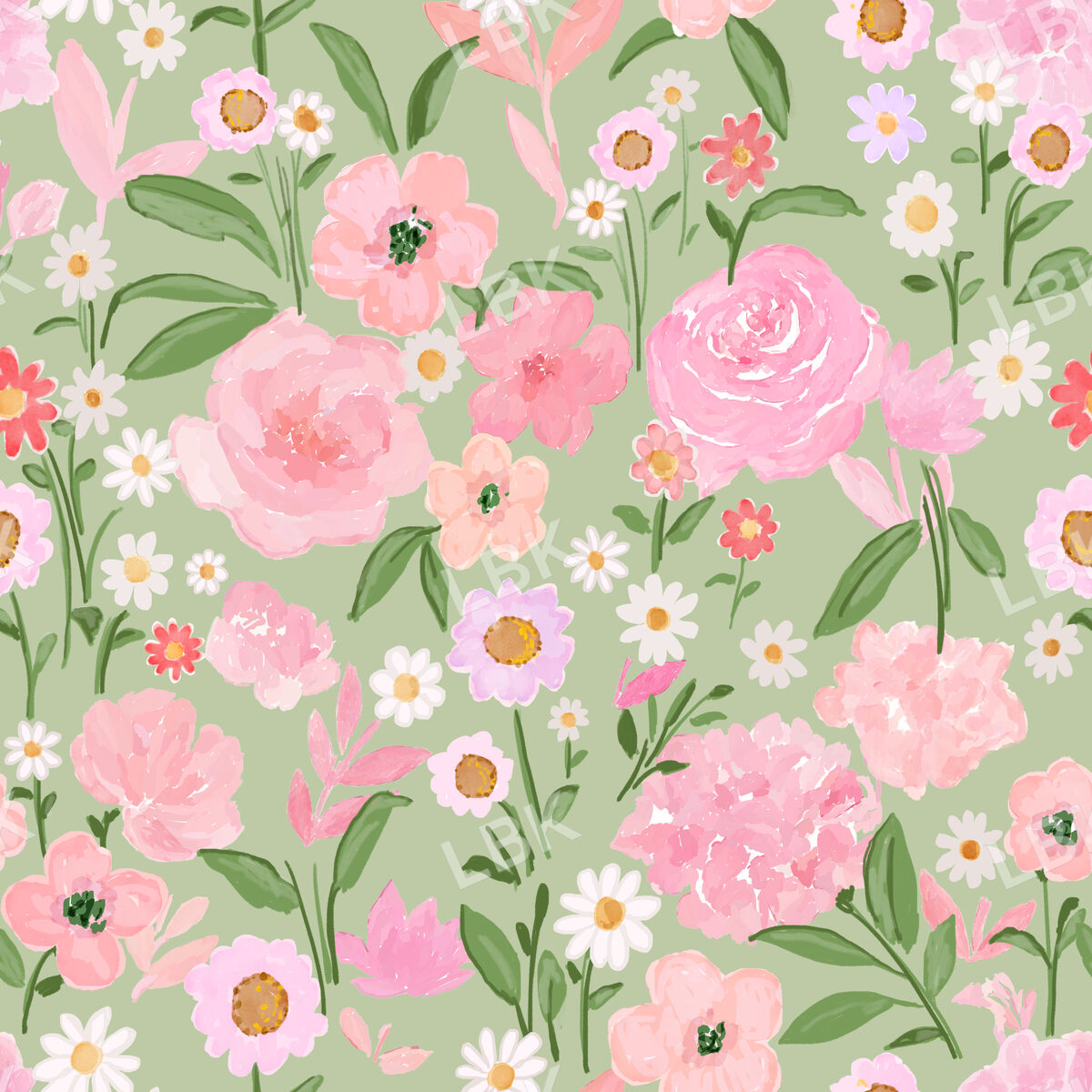 Petal Parade-Sage Green Watercolor Floral