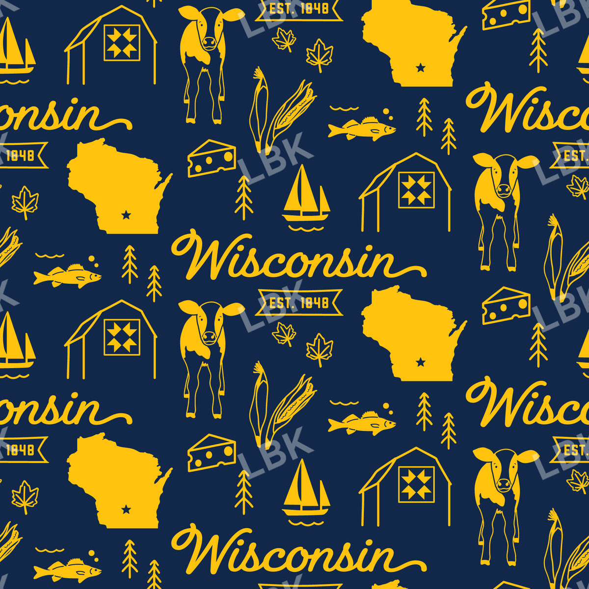 Wisconsin-navy and gold