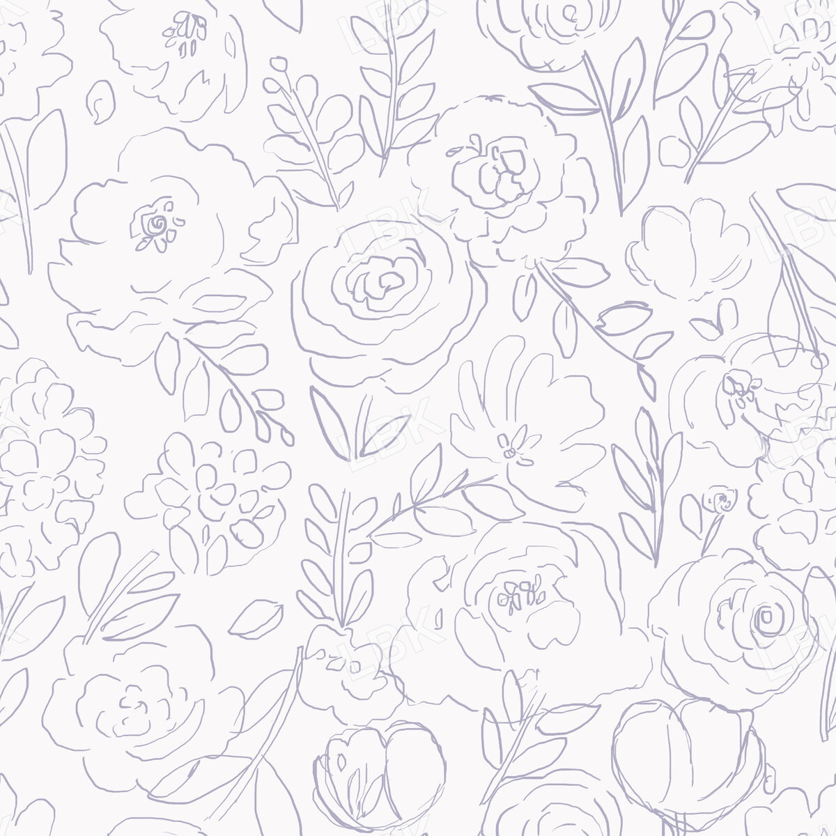 Sketched Roses Boho Lilac Purple Floral