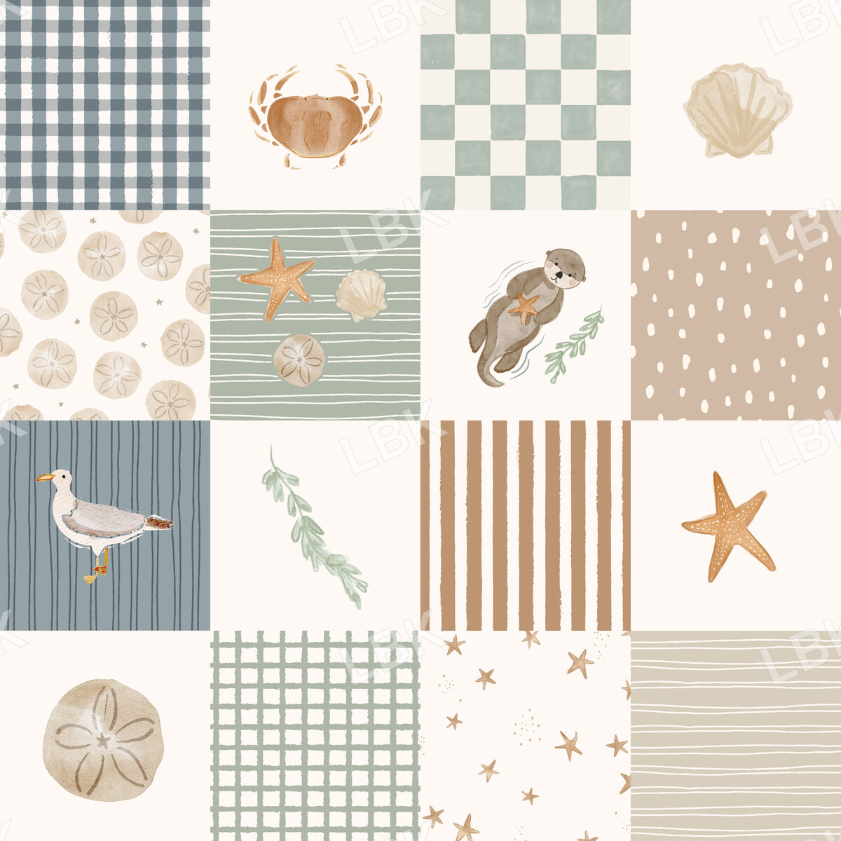 sea otter ocean cheater quilt