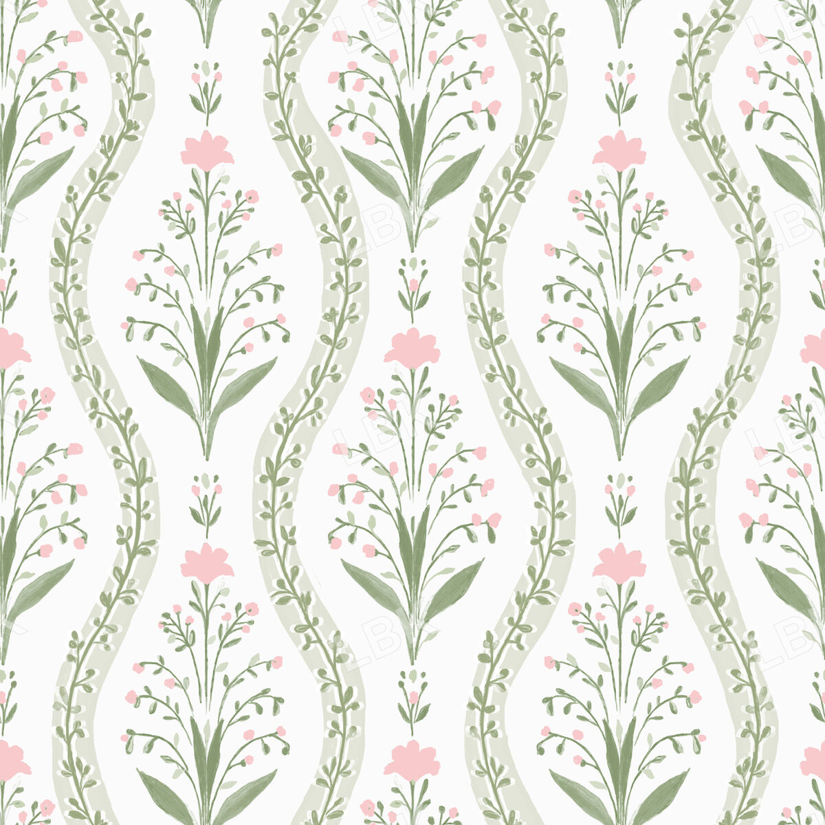 Cottagecore Blush Pink Sage Green Floral