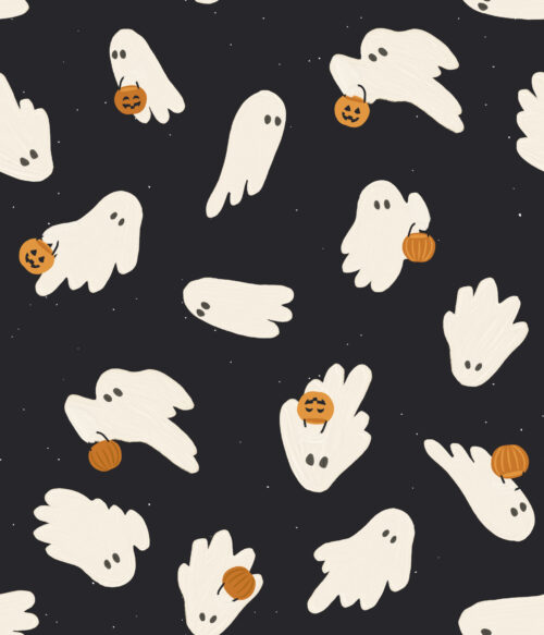Trick or Treat Halloween Ghosts Charcoal Black
