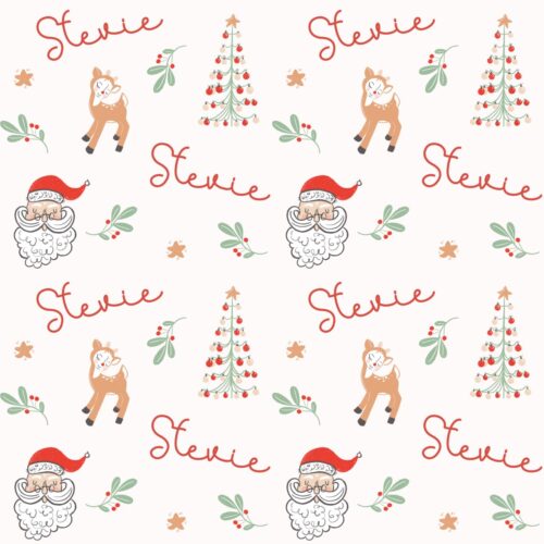 Retro Santa & Deer — Custom Name Digital File