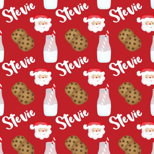 Santa, Milk & Cookies — Red — Custom Name Digital File