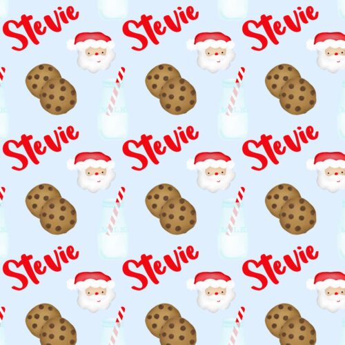 Santa, Milk & Cookies — Blue — Custom Name Digital File