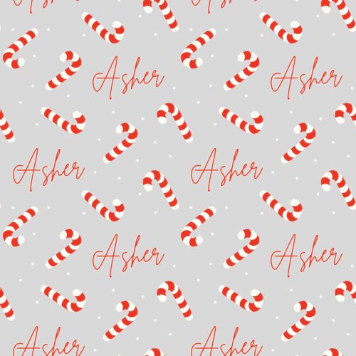 Candy Canes — Gray — Custom Name Digital File