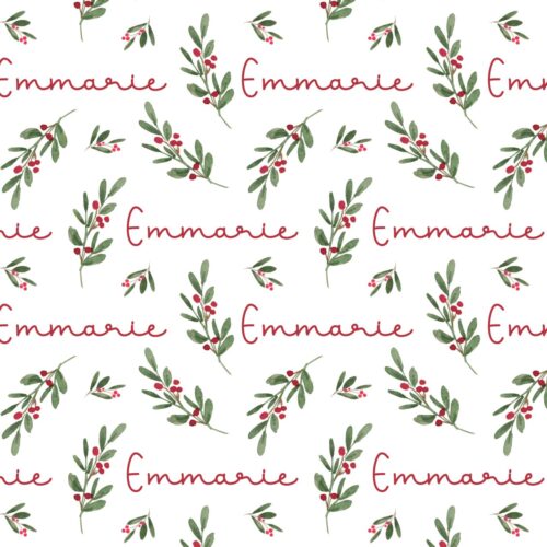 Classic Mistletoe — Custom Name Printed Fabric