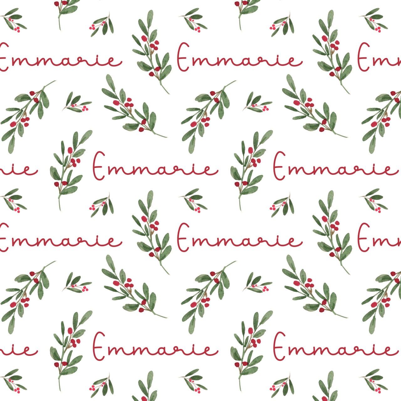 Classic Mistletoe — Custom Name Printed Fabric