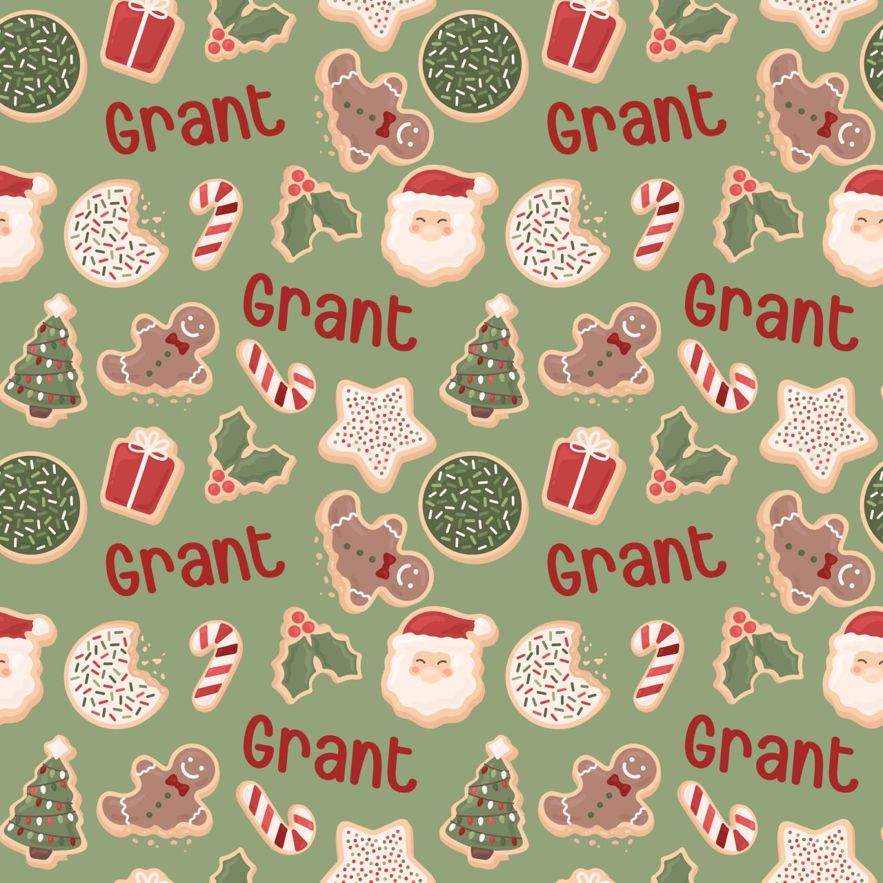 Christmas Cookies — Sage — Custom Name Digital File