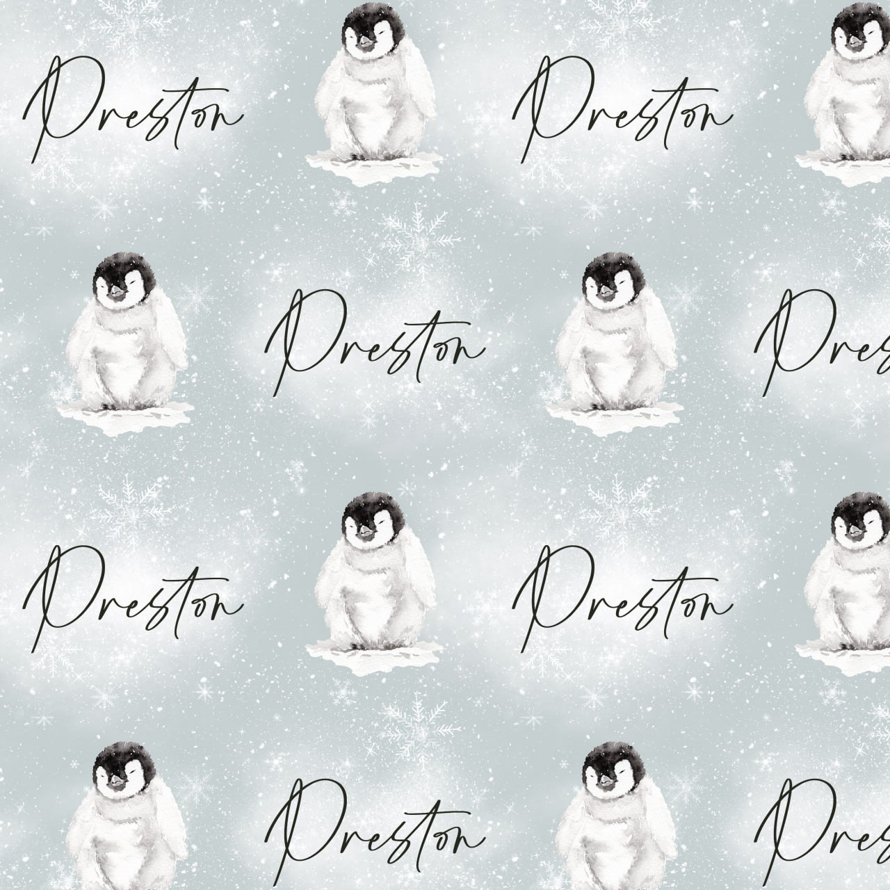 Winter Penguins — Custom Name Digital File