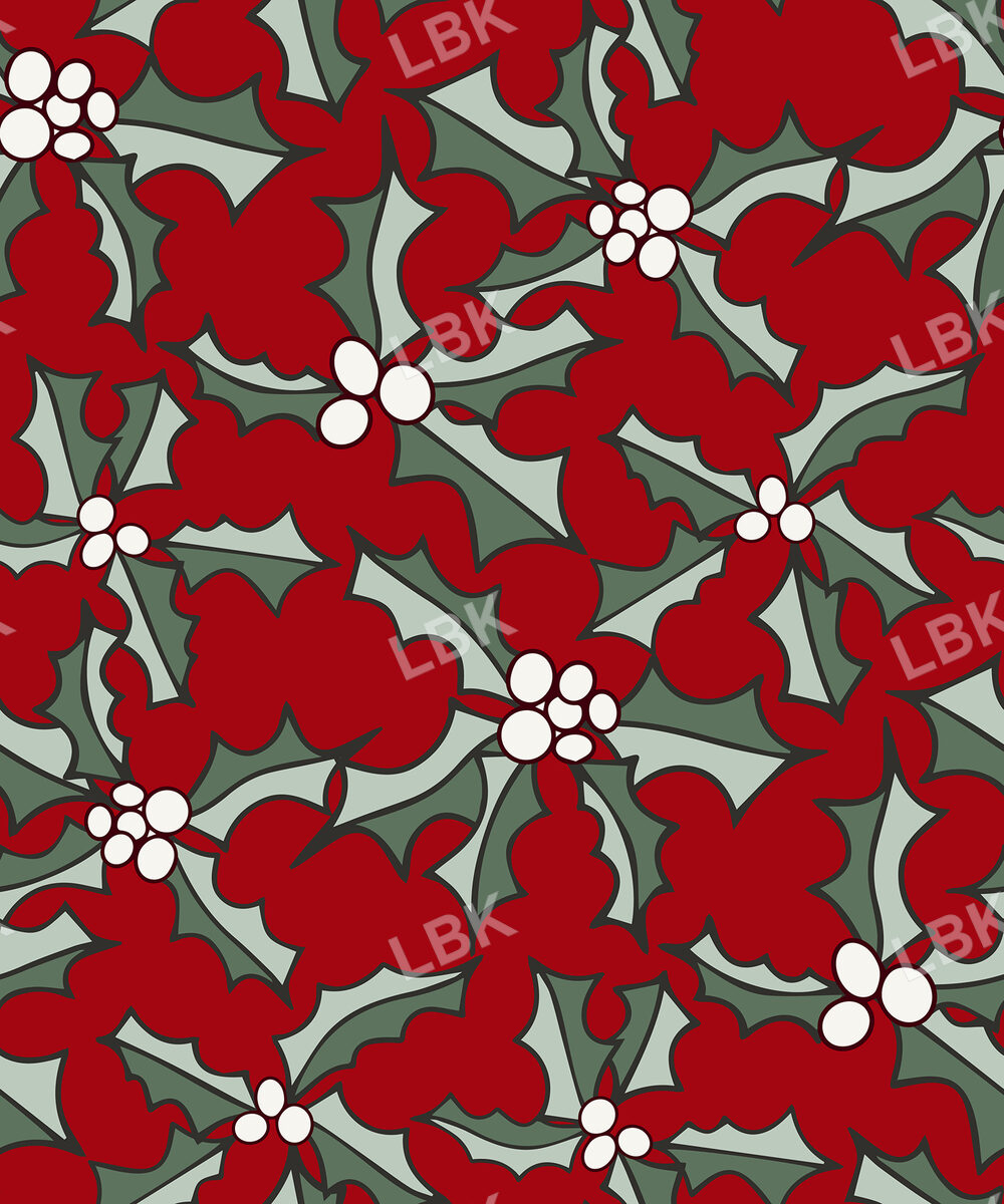 Classic Christmas Holly Red
