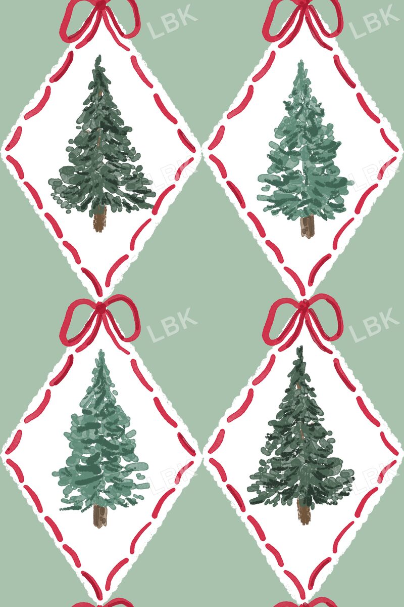 Tree argyle with red bow - balsam