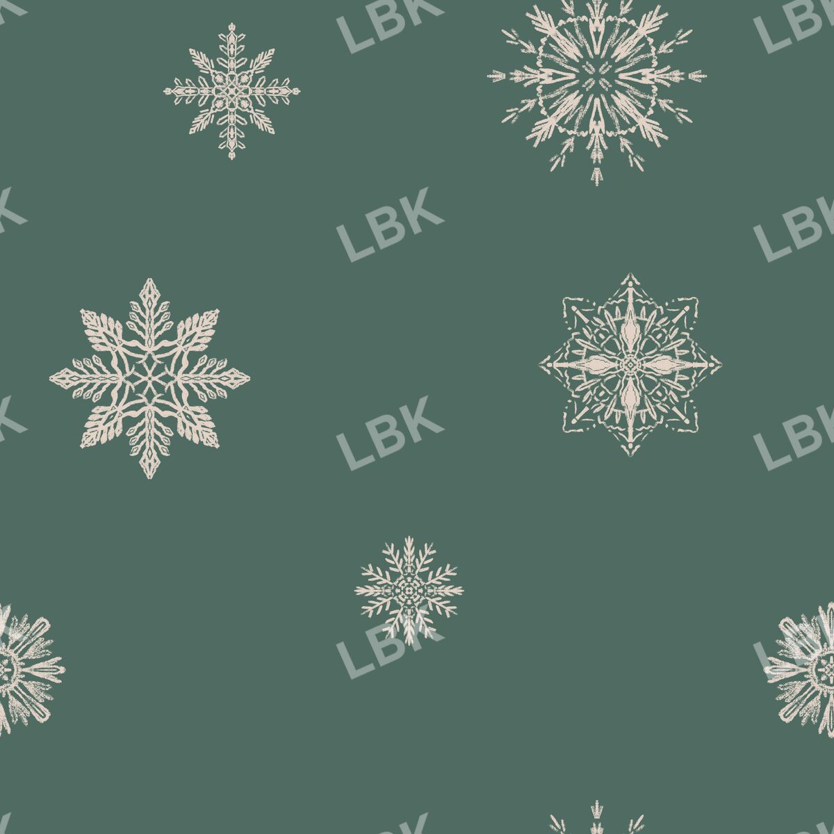 Light snowflakes pine green and tan