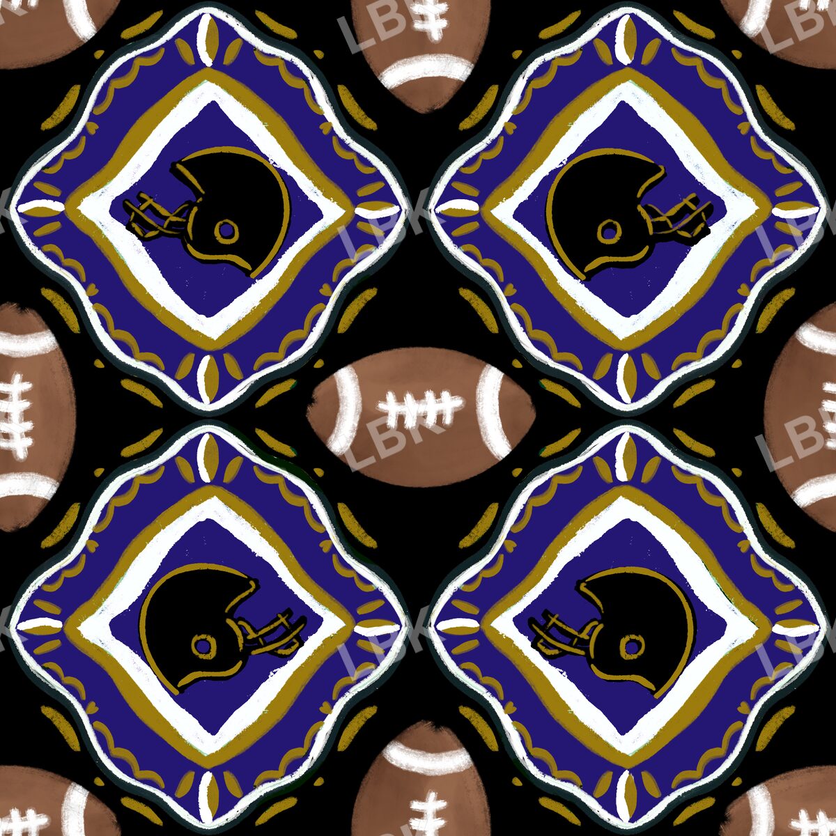 Baltimore team football tiles black
