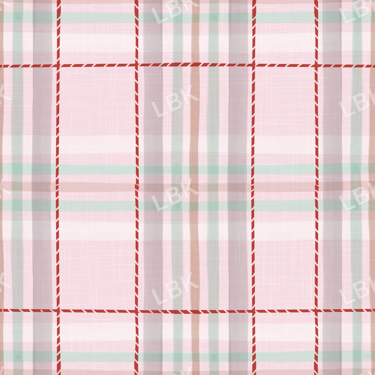 pink mint red holiday plaid