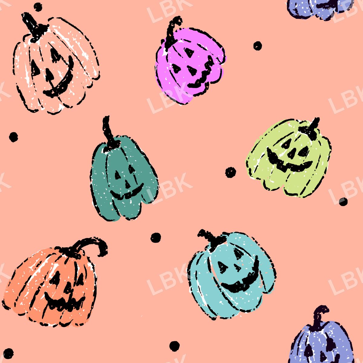 Jolly jack o lanterns light orange with dots