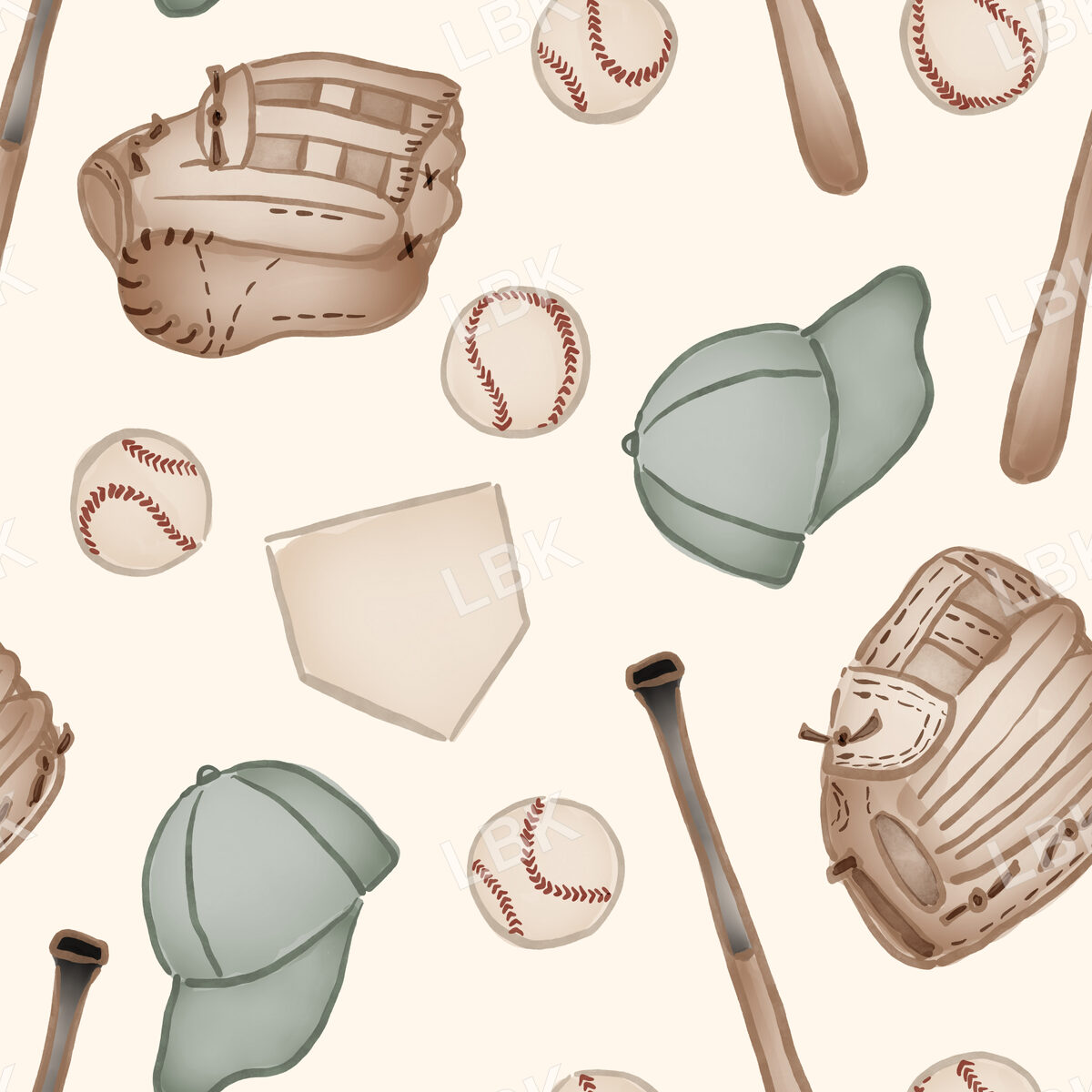 Baseball Sage Hats - Light Cream
