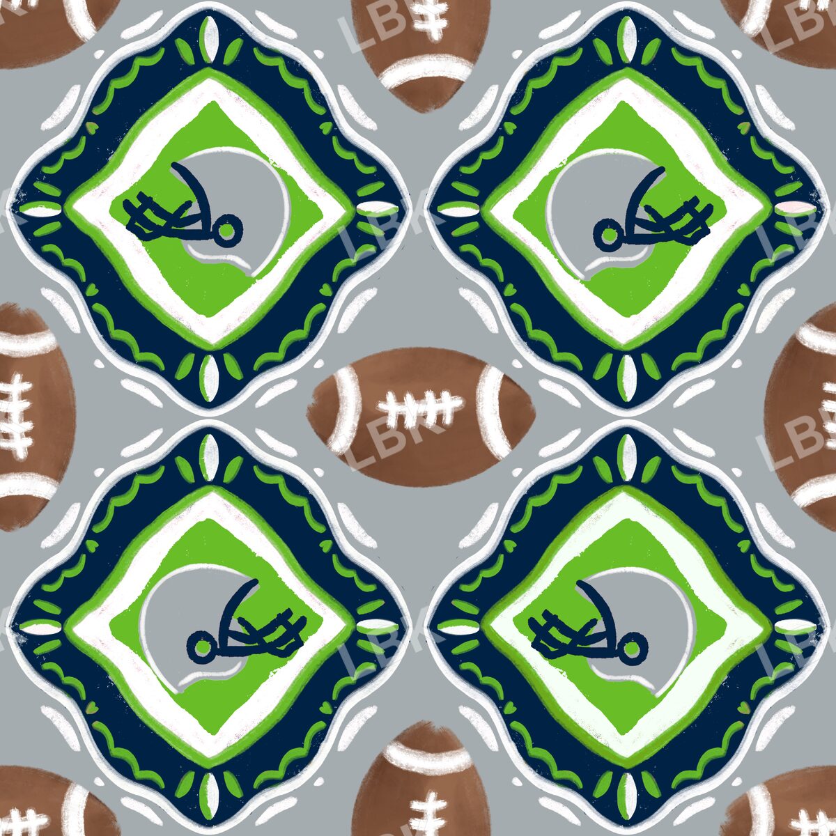 Seattle team football tiles gray