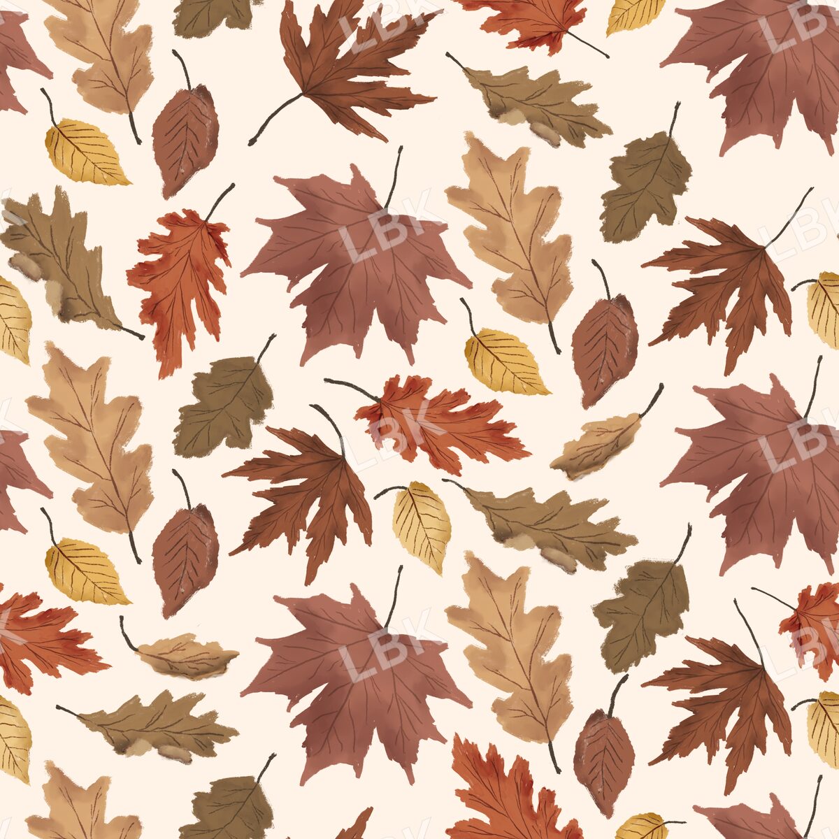 Autumn falling leaves cream